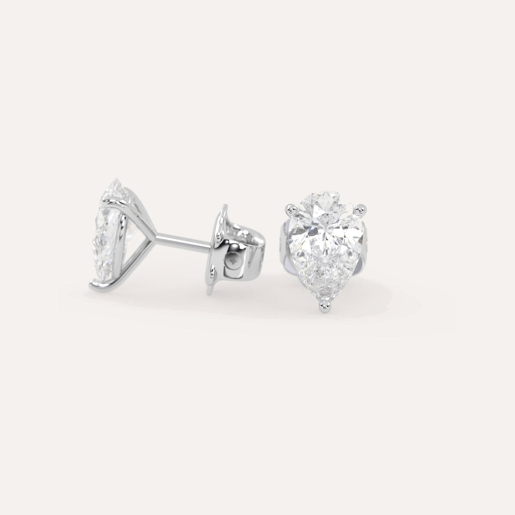 2 carat Butterfly Push Back Diamond Studs in white Gold