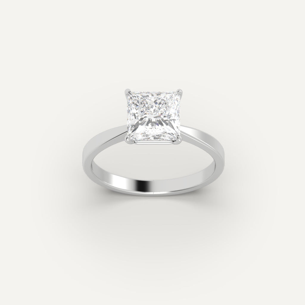 White Gold 2 Carat Engagement Ring On Woman's Hand