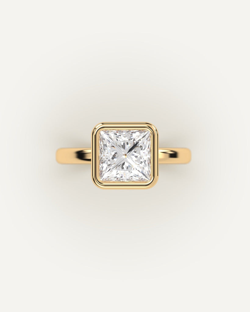 Bezel Princess Cut Engagement Ring 2 Carat Diamond