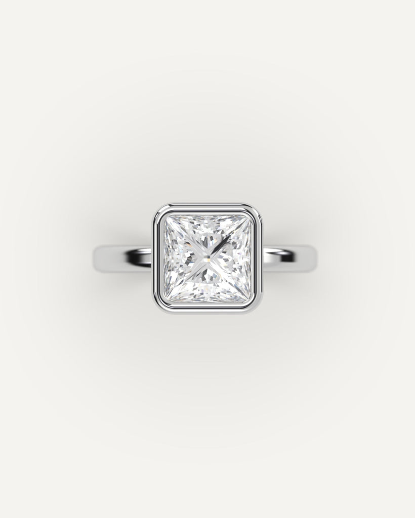 Bezel Princess Cut Engagement Ring 2 Carat Diamond