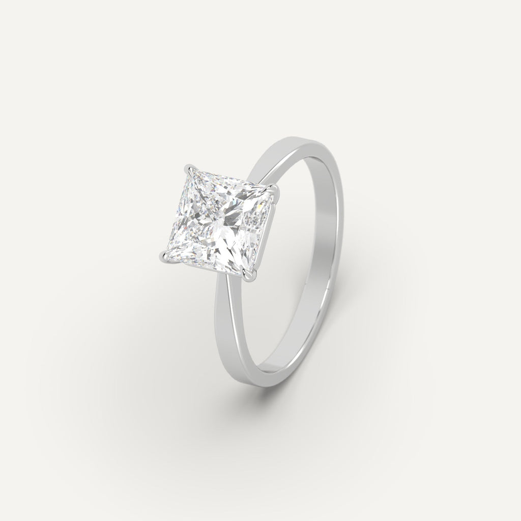 Platinum 2 Carat Engagement Ring Princess Cut Diamond