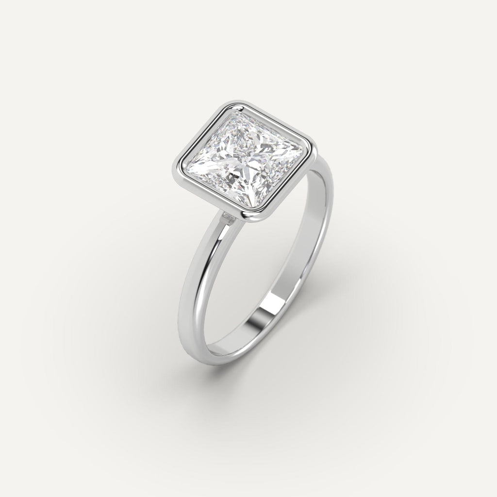 2 Carat Engagement Ring Princess Cut Diamond In 14K White Gold