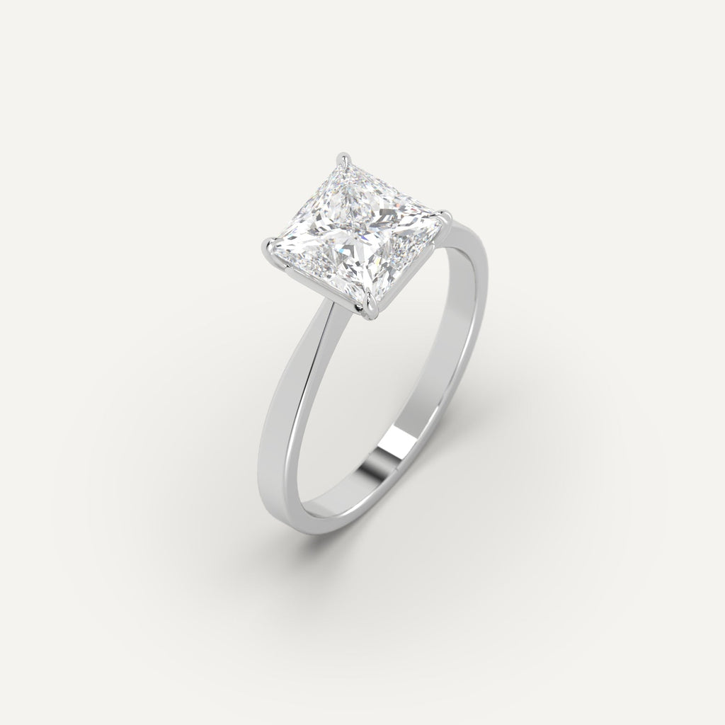 2 Carat Engagement Ring Princess Cut Diamond In 14K White Gold