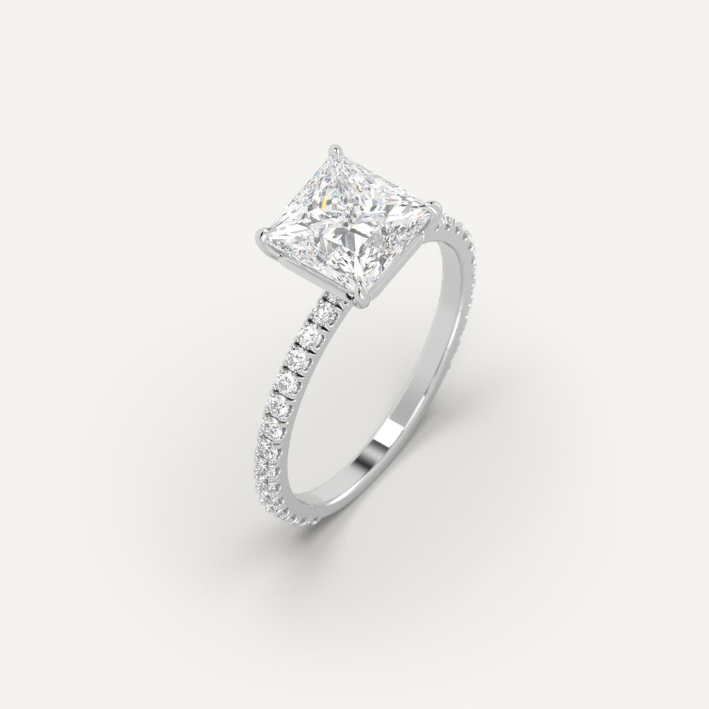 2 Carat Engagement Ring Princess Cut Diamond In Platinum