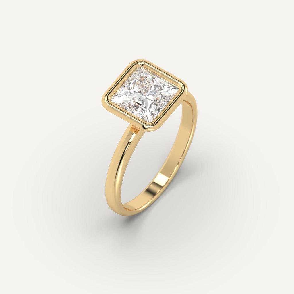 2 Carat Engagement Ring Princess Cut Diamond In 14K Yellow Gold