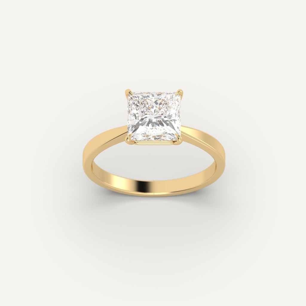 Yellow Gold 2 Carat Engagement Ring On Woman's Hand