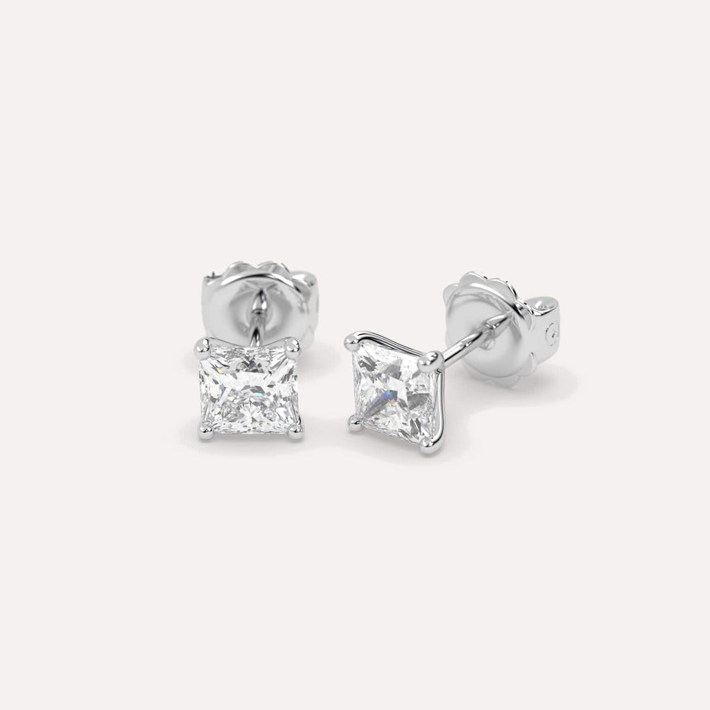 2 Carat White Gold Diamond Stud Earrings For Women