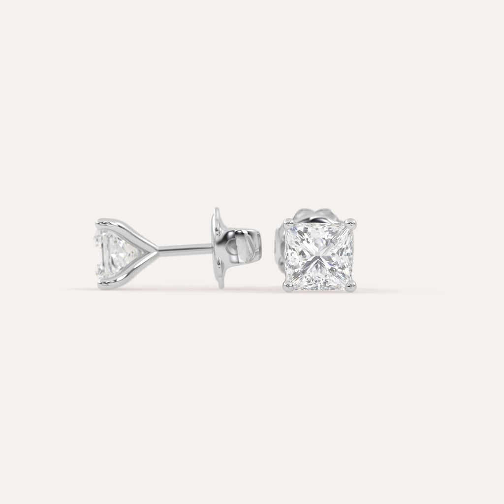 2 carat Butterfly Push Back Diamond Studs in white Gold