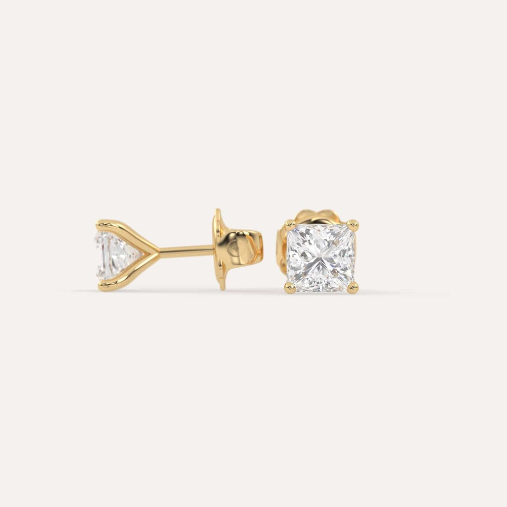 2 carat Butterfly Push Back Diamond Studs in yellow Gold