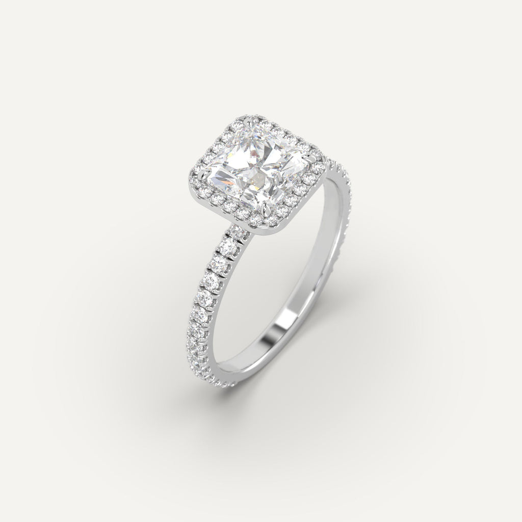 2 Carat Engagement Ring Radiant Cut Diamond In 14K White Gold
