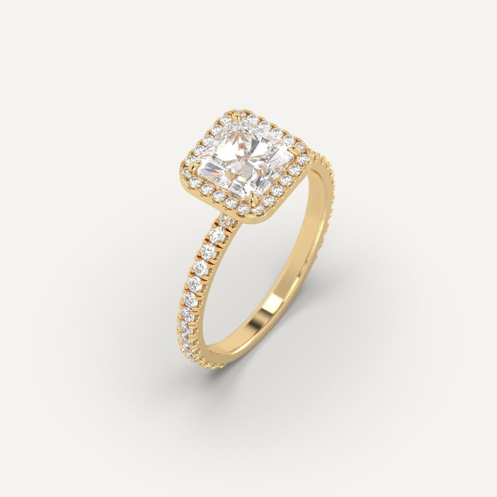 2 Carat Engagement Ring Radiant Cut Diamond In 14K Yellow Gold
