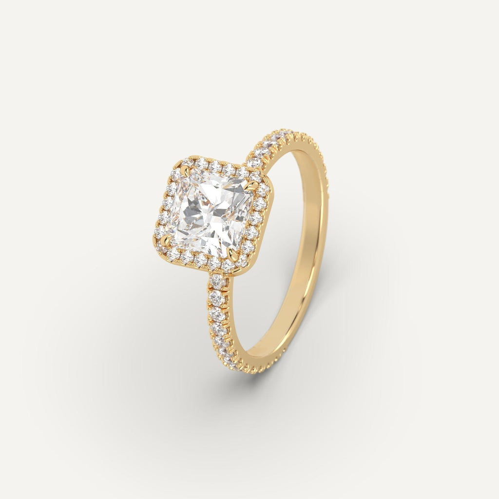 Yellow Gold 2 Carat Engagement Ring Radiant Cut Diamond
