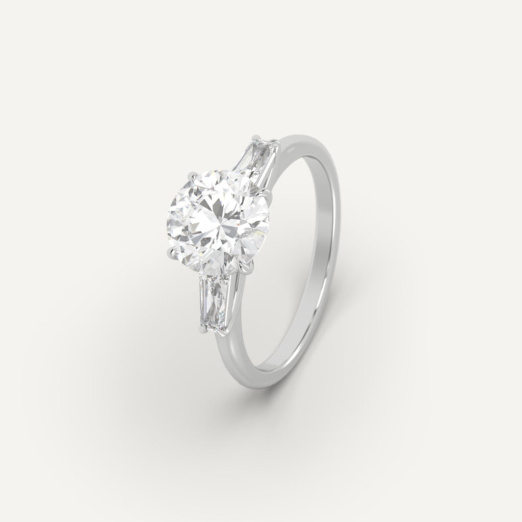 White Gold 2 Carat Engagement Ring Round Cut Diamond