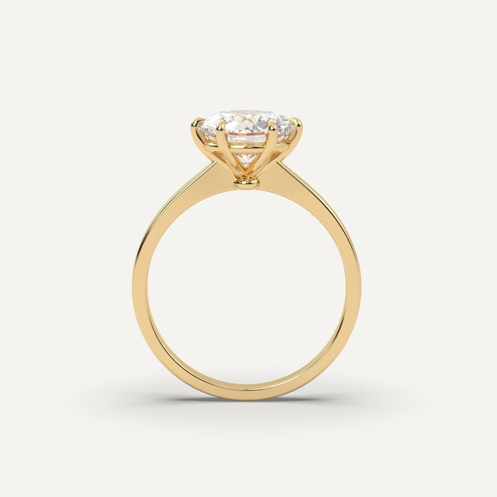 2 Carat Round Cut Engagement Ring In 14K Yellow Gold