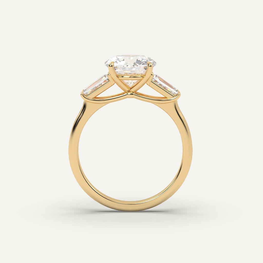 2 Carat Round Cut Engagement Ring In 14K Yellow Gold