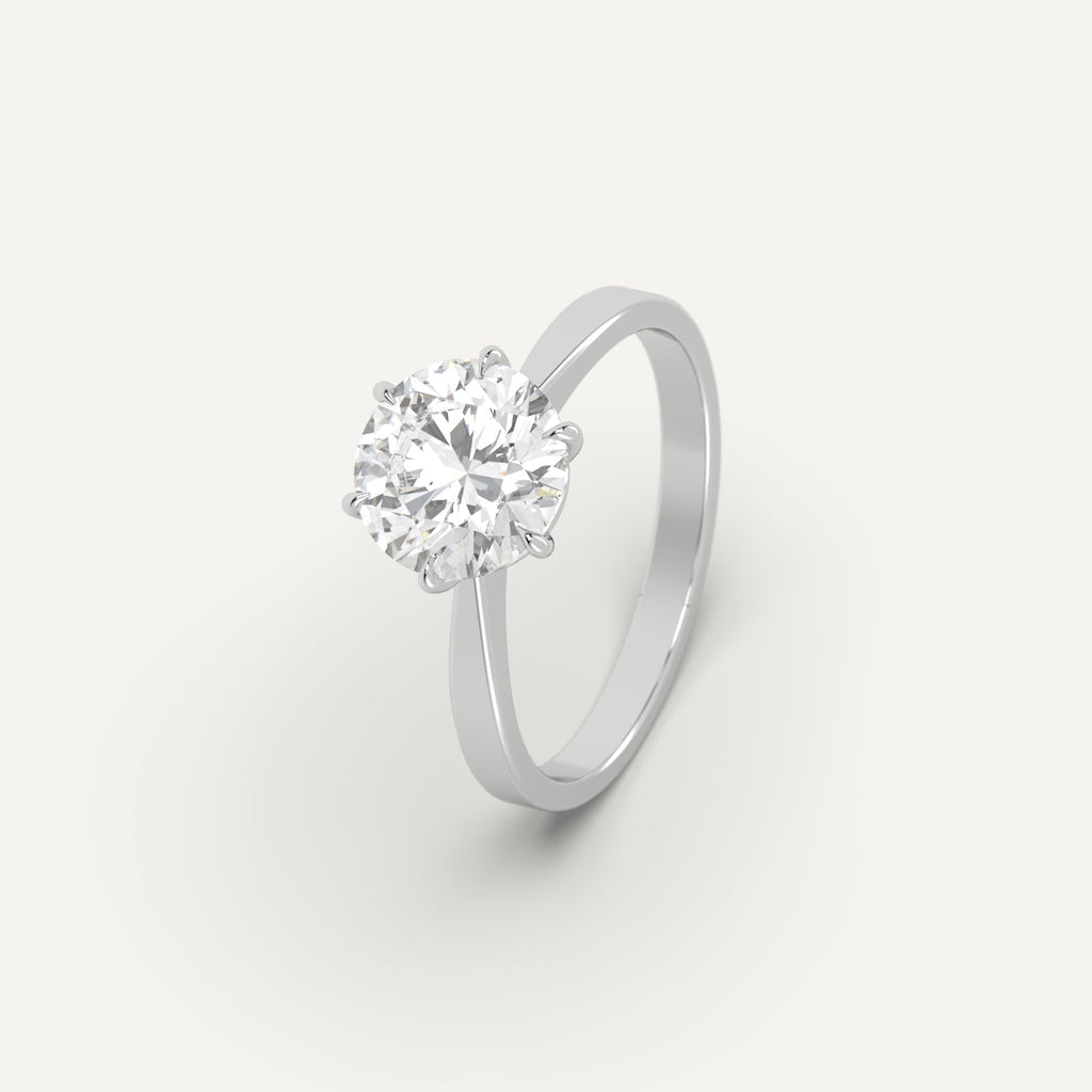 White Gold 2 Carat Engagement Ring Round Cut Diamond