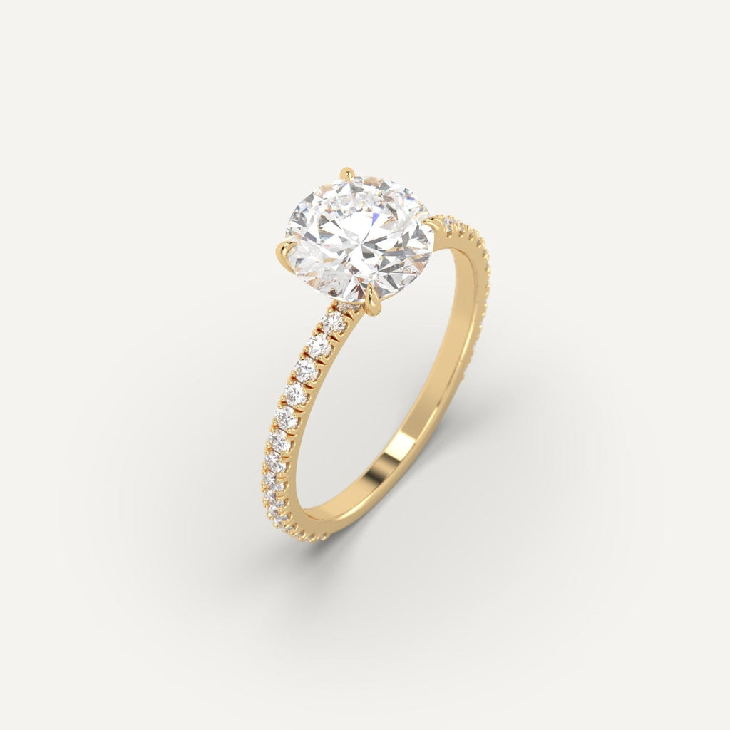 2 Carat Engagement Ring Round Cut Diamond In 14K Yellow Gold