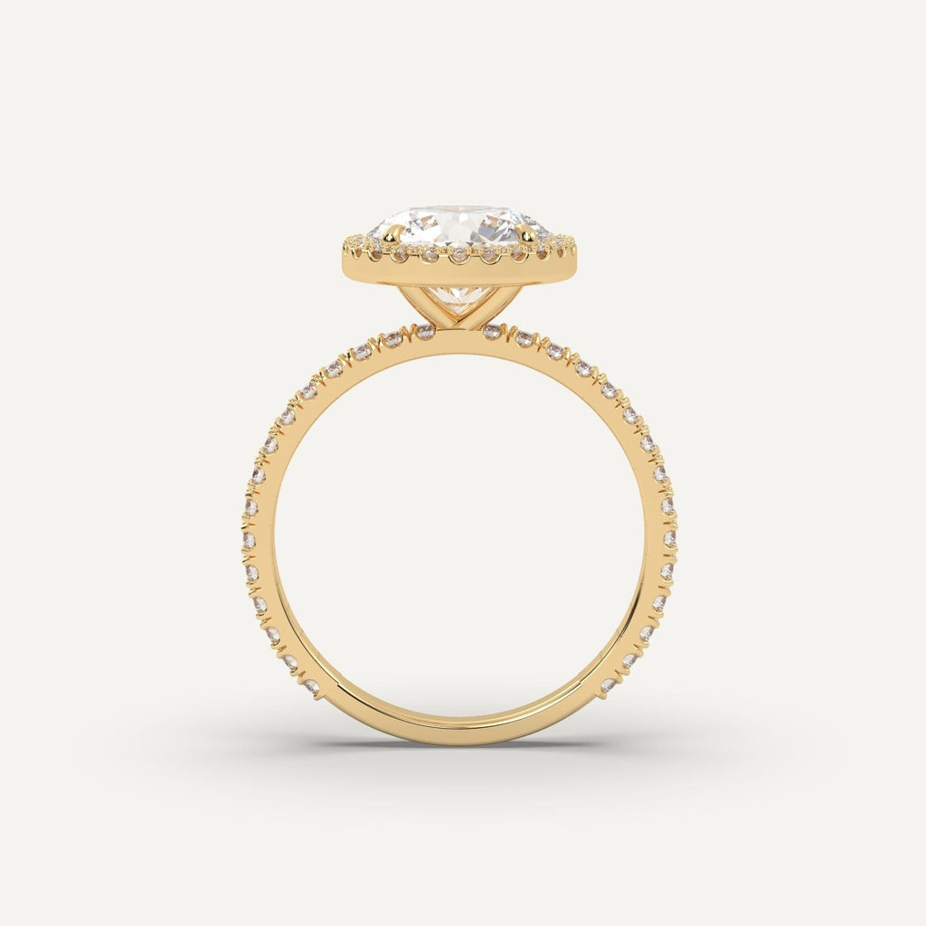 2 Carat Round Cut Engagement Ring In 14K Yellow Gold