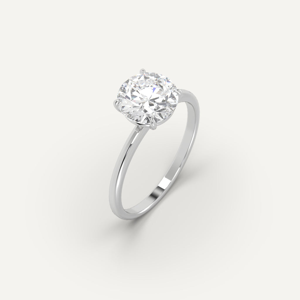 2 Carat Engagement Ring Round Cut Diamond In Platinum