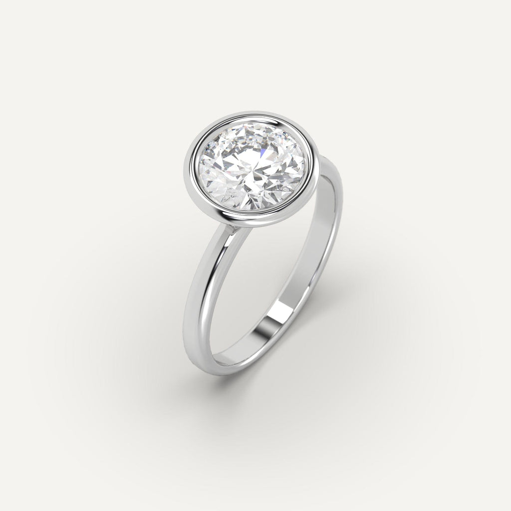 2 Carat Engagement Ring Round Cut Diamond In Platinum