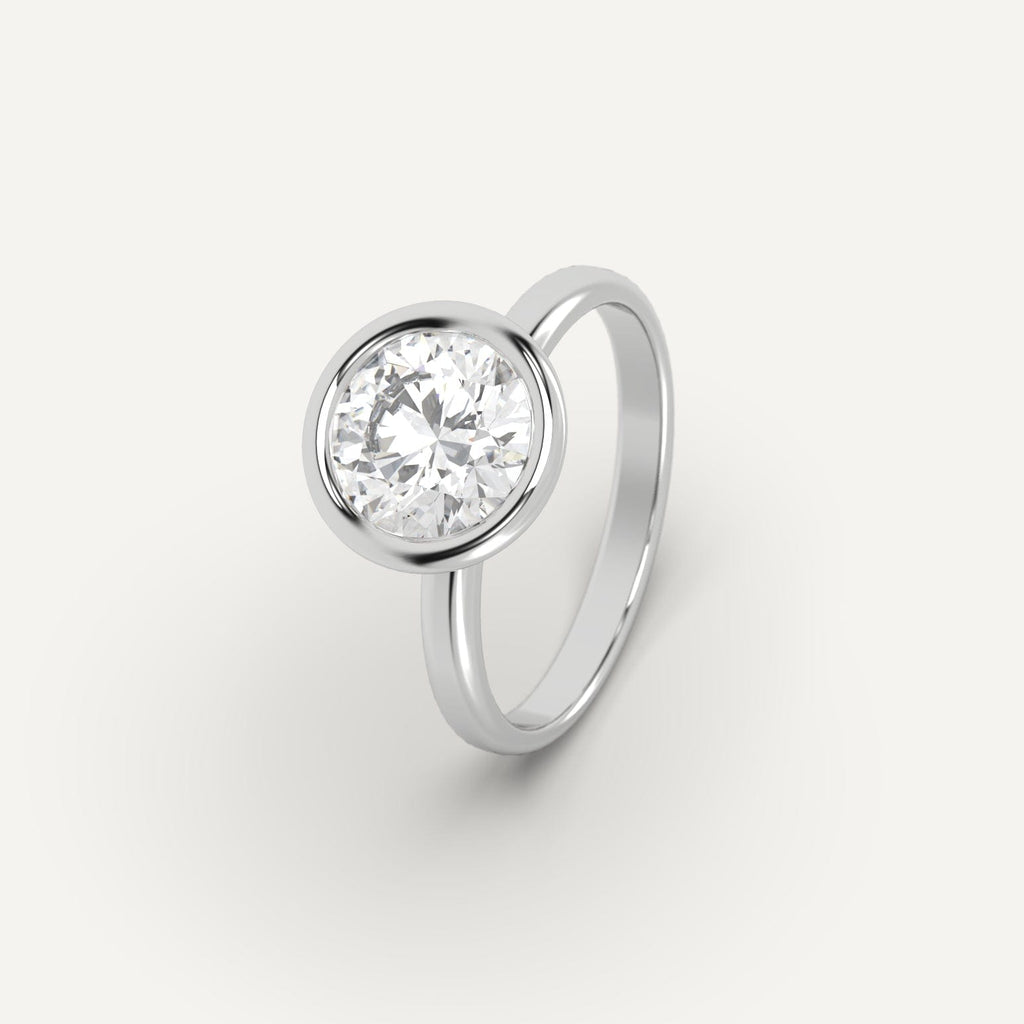 Platinum 2 Carat Engagement Ring Round Cut Diamond