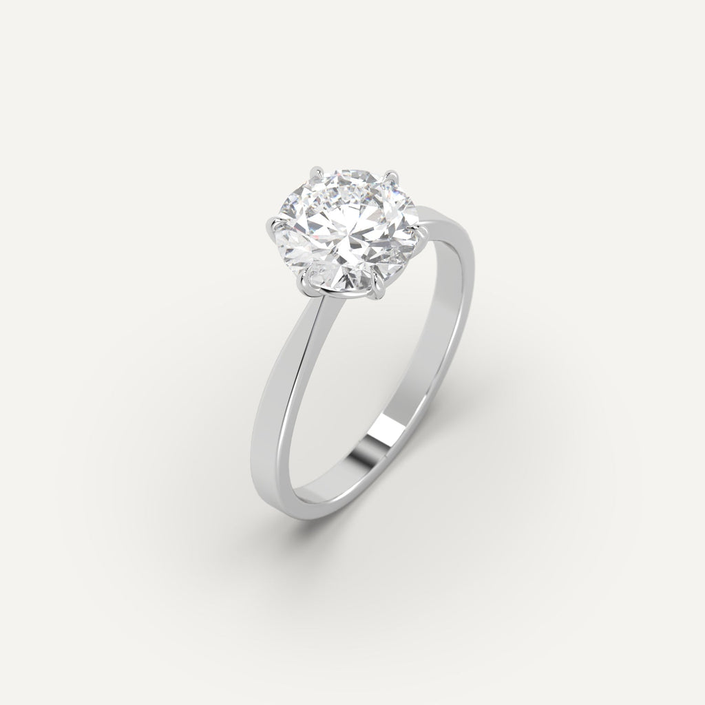 2 Carat Engagement Ring Round Cut Diamond In Platinum