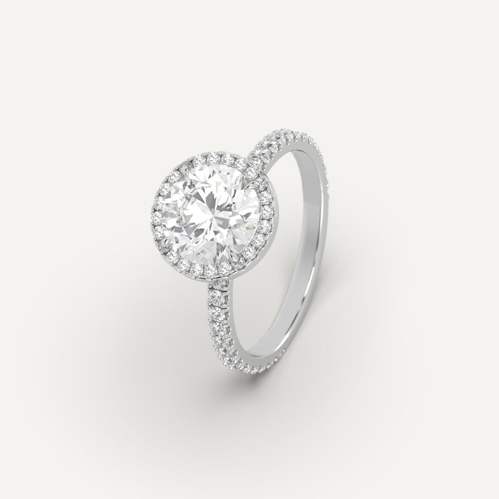 Platinum 2 Carat Engagement Ring Round Cut Diamond