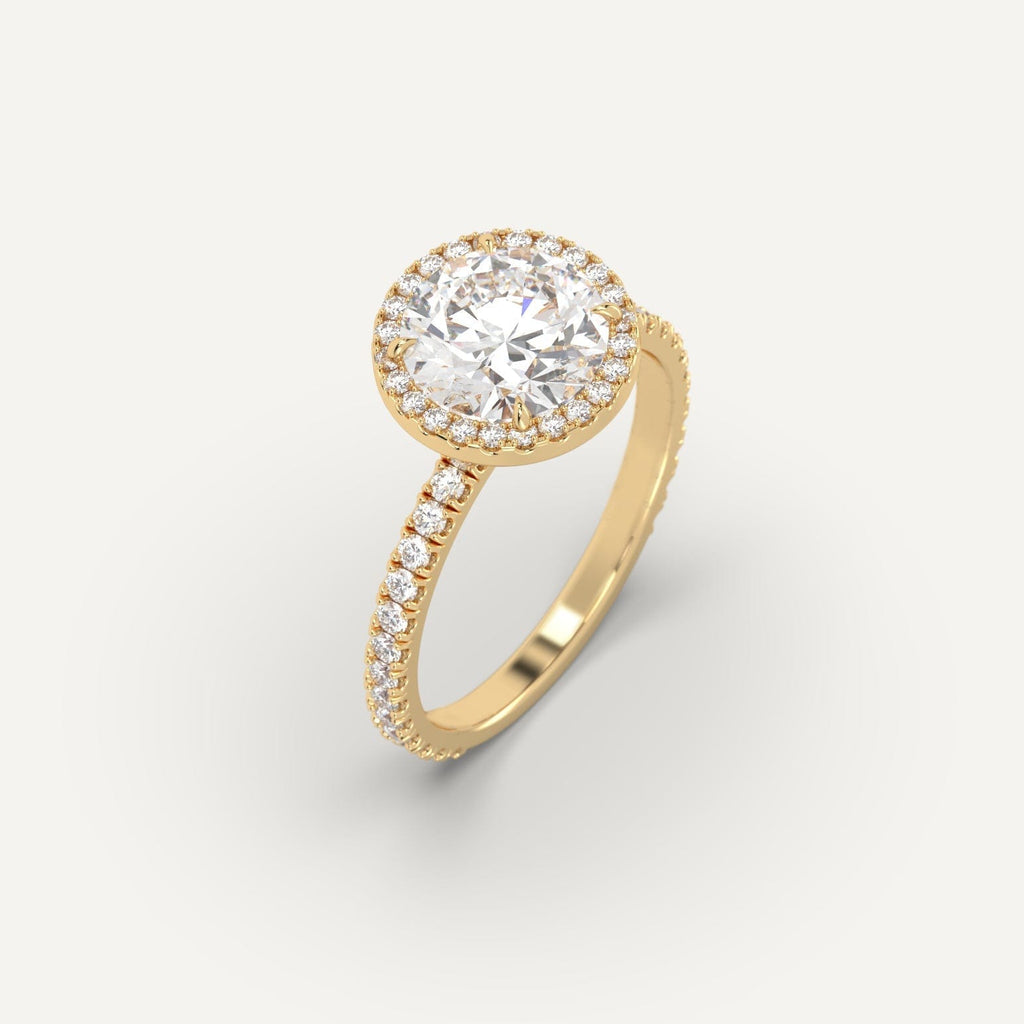 2 Carat Engagement Ring Round Cut Diamond In 14K Yellow Gold