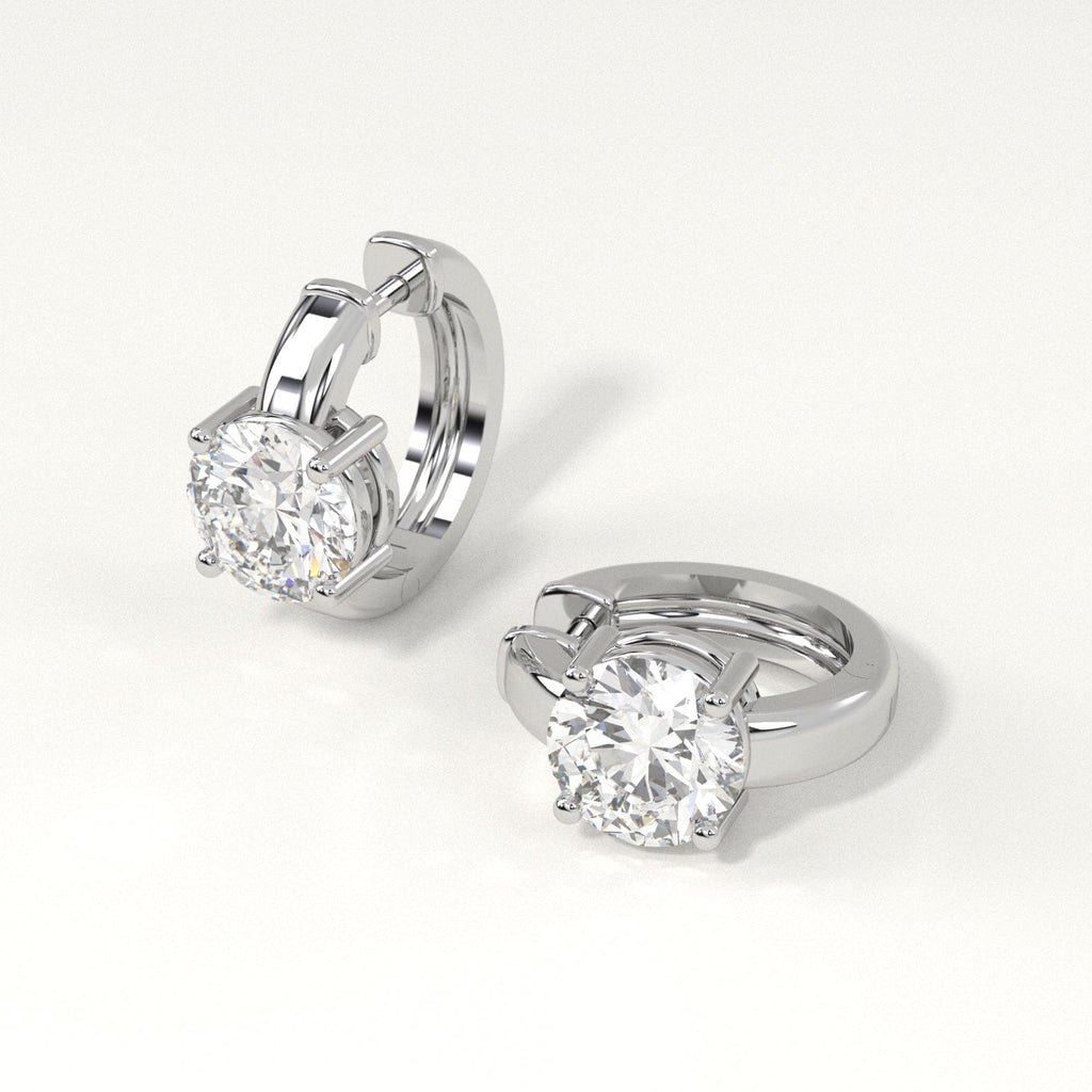 2 carat round Diamond Huggie Hoop Earrings in white Gold