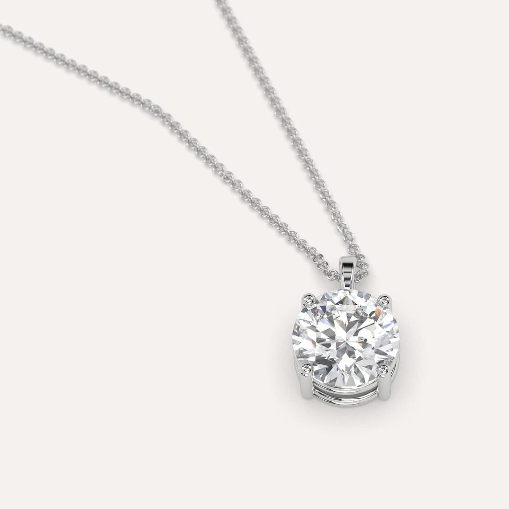 Simple Diamond Pendant Necklace With Round Natural Diamond In White Gold