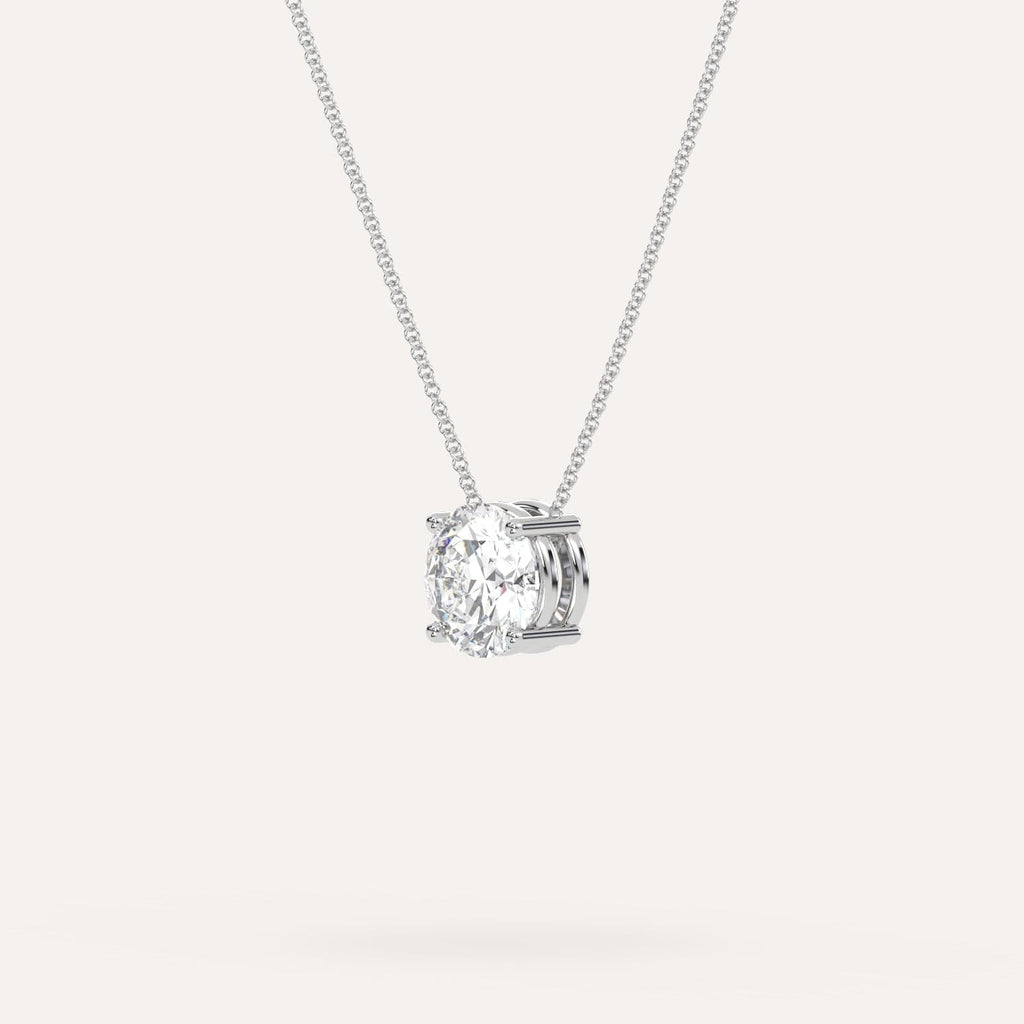 White Gold Floating Diamond Necklace With 2 Carat Round Diamond