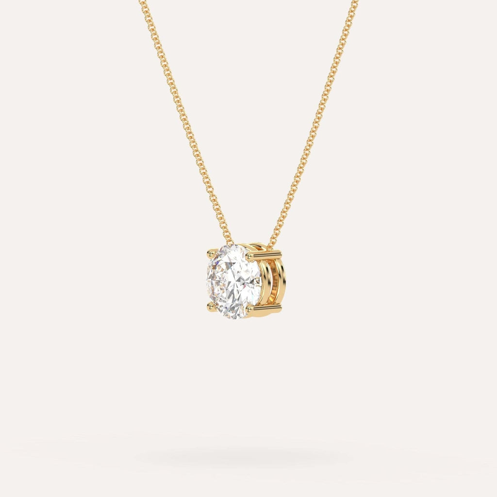 Yellow Gold Floating Diamond Necklace With 2 Carat Round Diamond