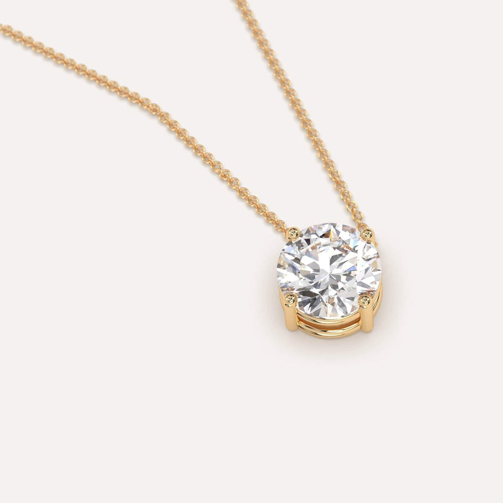 Simple Diamond Floating Necklace With Round Lab Diamond In Yellow Gold
