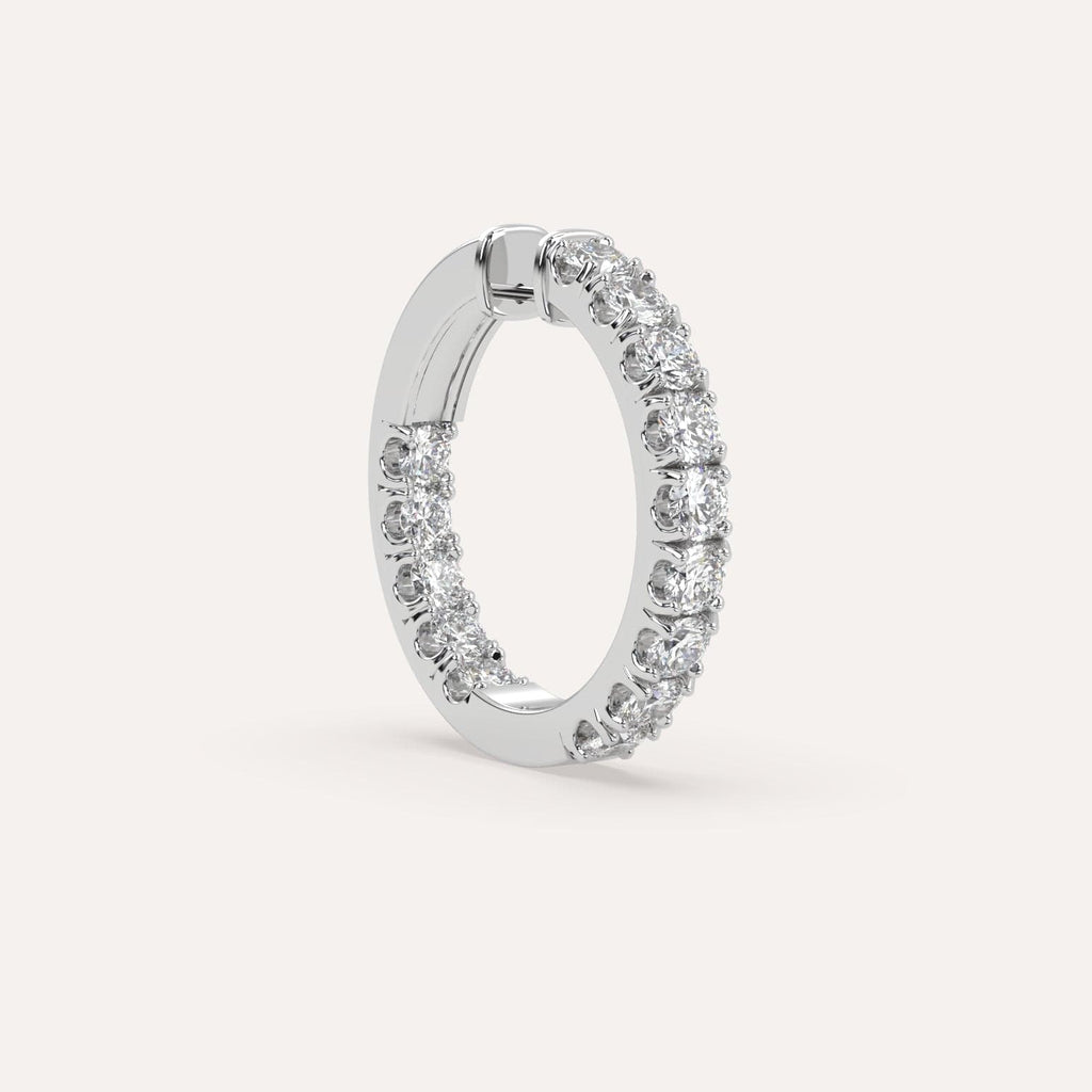 2 carat Single Diamond Hoop Earring, Natural Diamonds White Gold