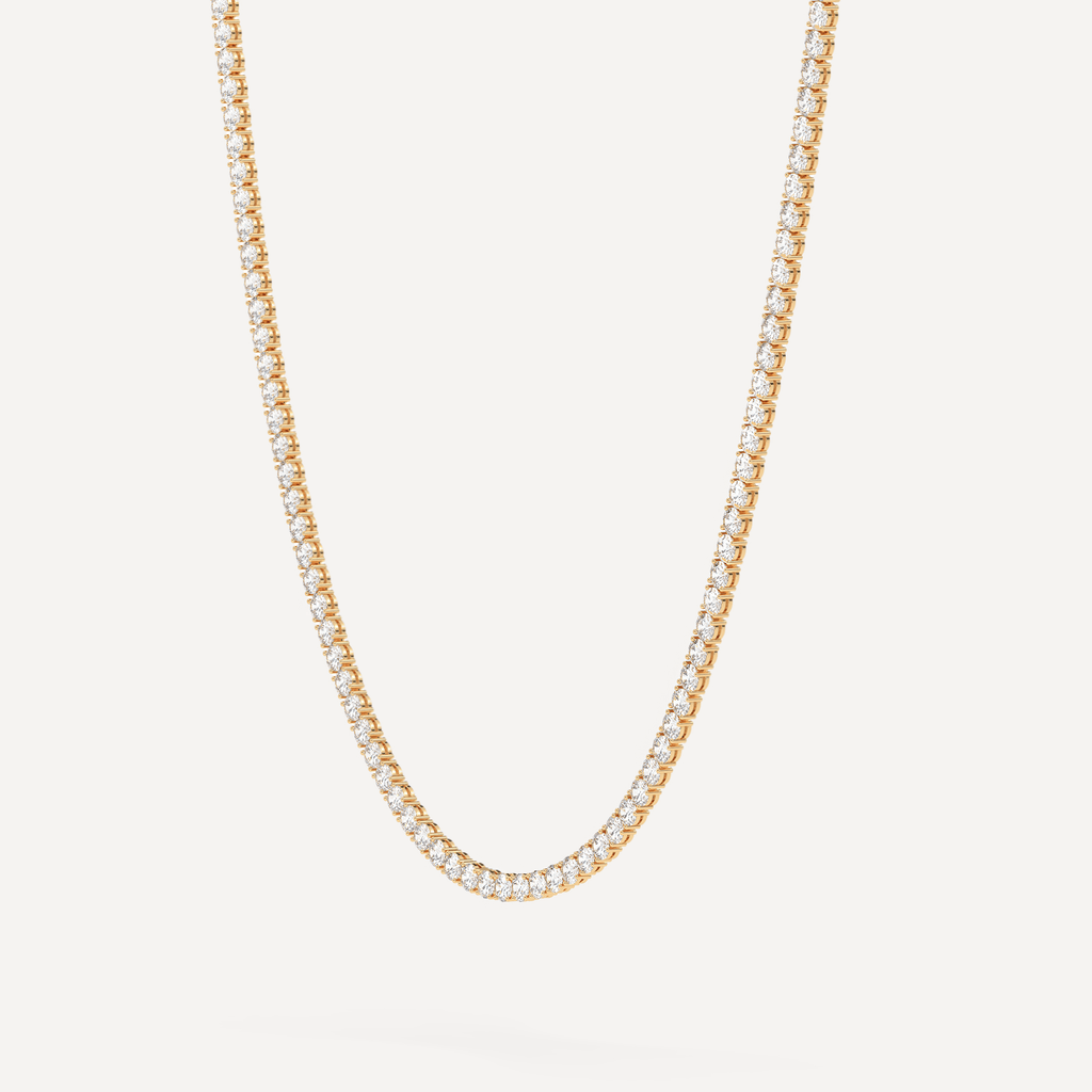 Yellow Gold 3 carat Natural or Lab Grown Diamond Tennis Necklace 