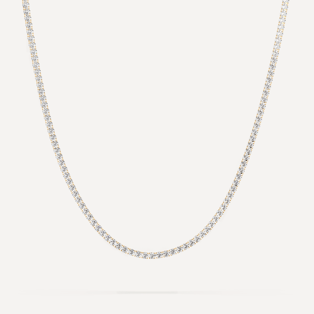 Yellow Gold 3-Carat Diamond Tennis Necklace Classic