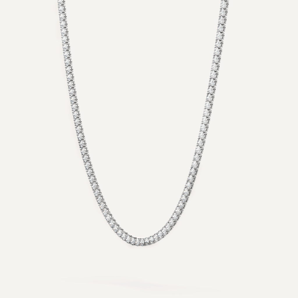 3-Carat Diamond Tennis Necklace Isolated Side View