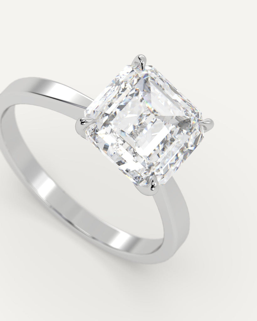 Cathedral Asscher Cut Engagement Ring 3 Carat Diamond