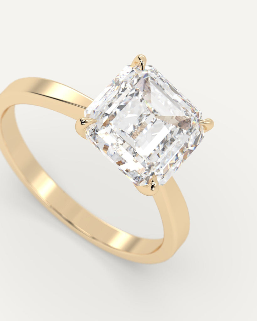 Cathedral Asscher Cut Engagement Ring 3 Carat Diamond