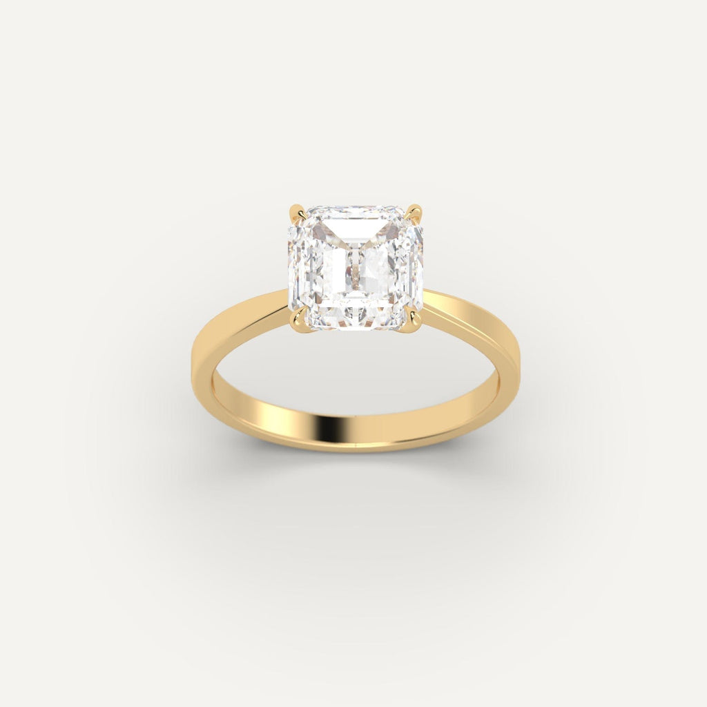 Yellow Gold 3 Carat Engagement Ring On Woman's Hand