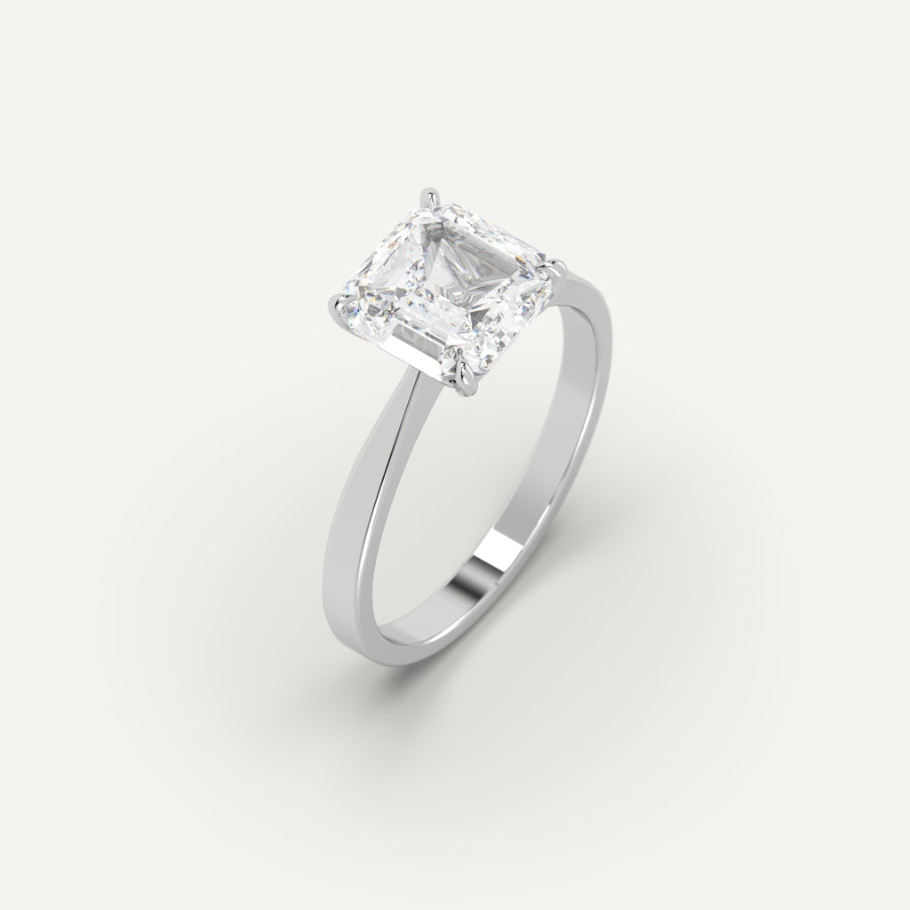 3 Carat Engagement Ring Asscher Cut Diamond In 14K White Gold