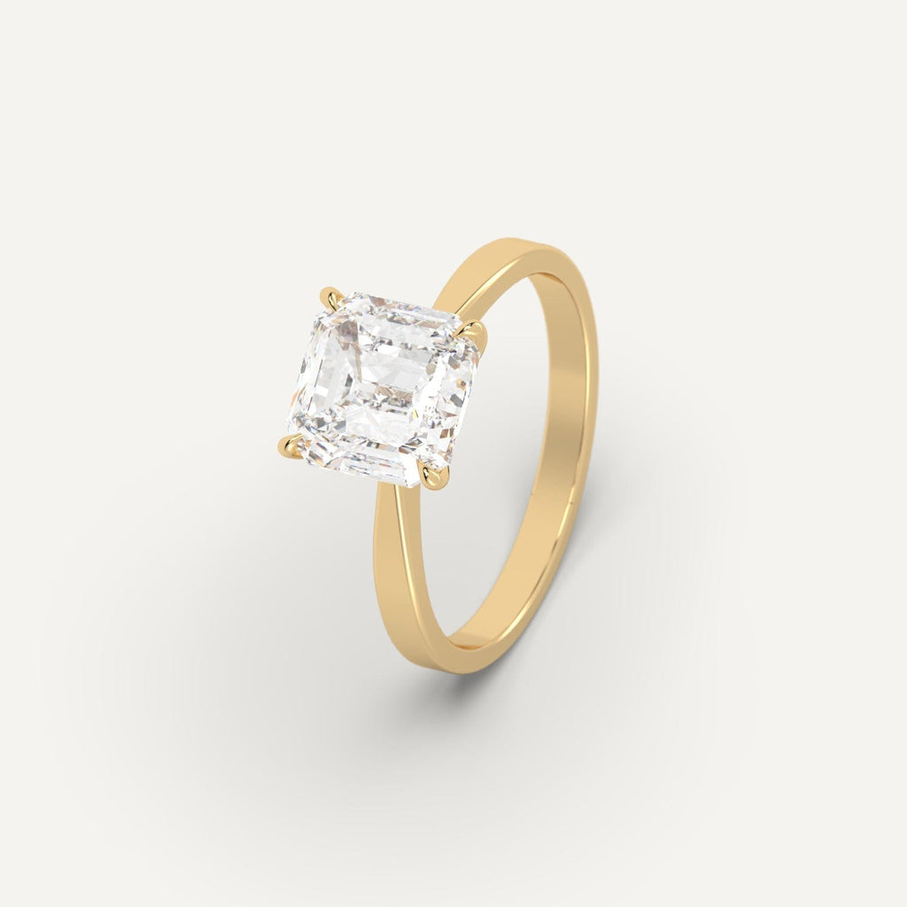 Yellow Gold 3 Carat Engagement Ring Asscher Cut Diamond