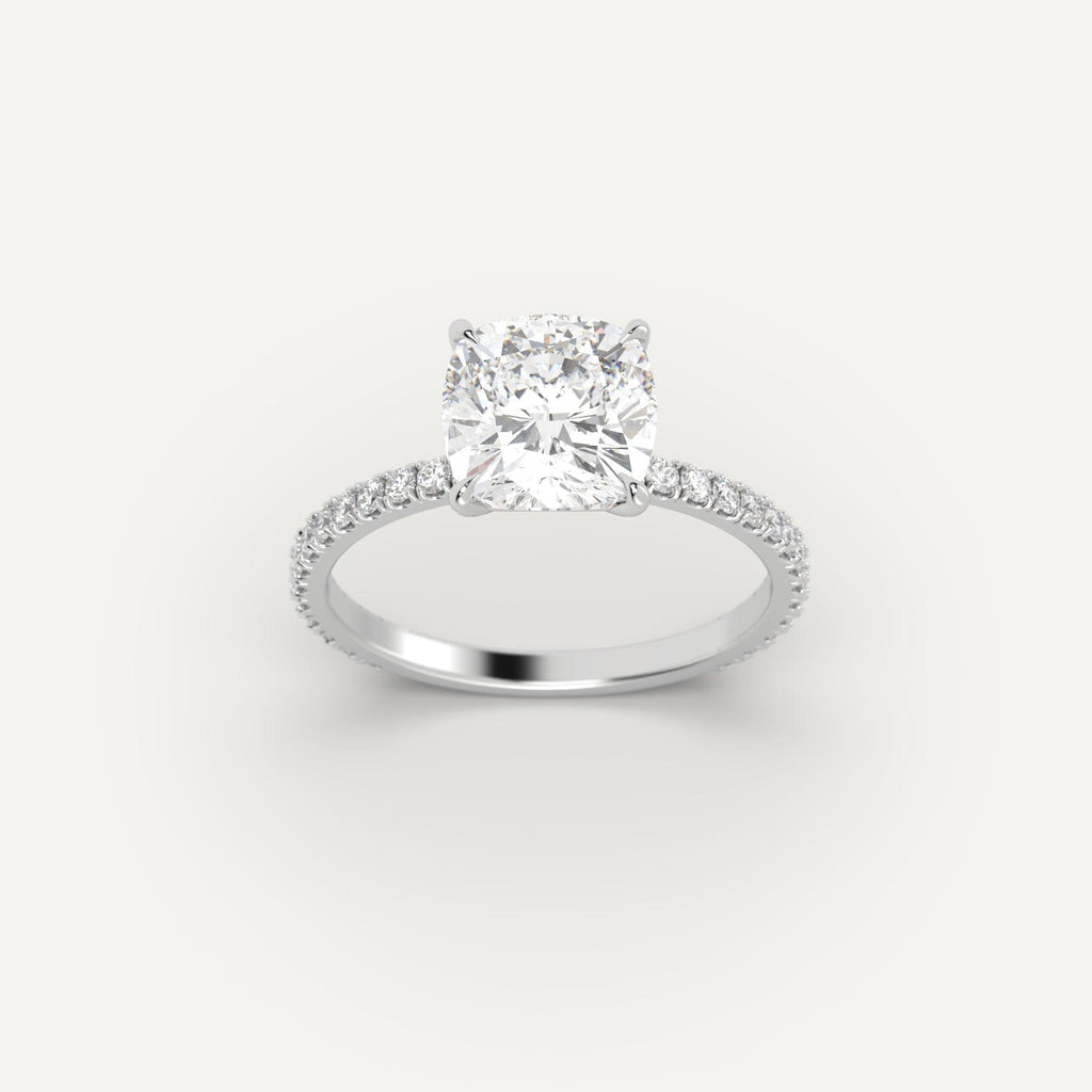 White Gold 3 Carat Engagement Ring On Woman's Hand