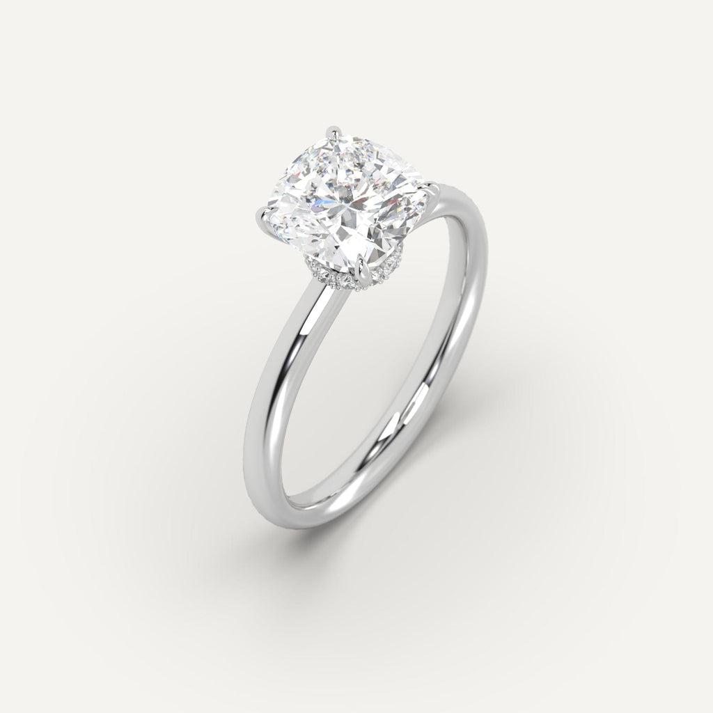 3 Carat Engagement Ring Cushion Cut Diamond In 14K White Gold