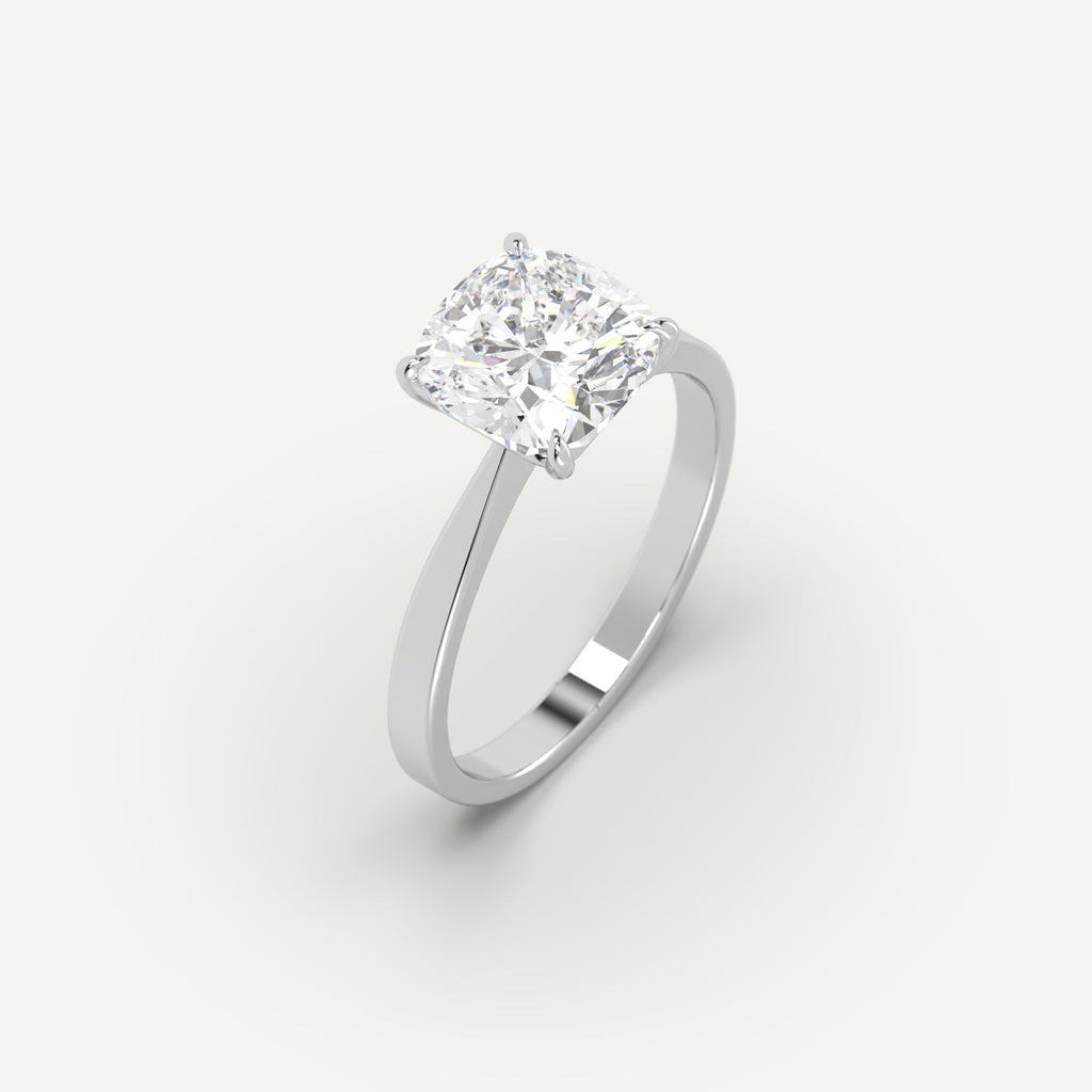 3 Carat Engagement Ring Cushion Cut Diamond In 14K White Gold