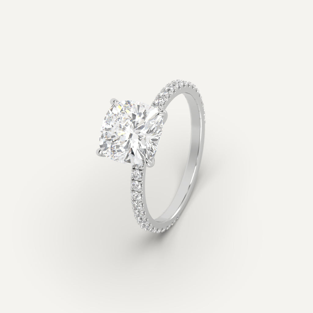 Platinum 3 Carat Engagement Ring Cushion Cut Diamond