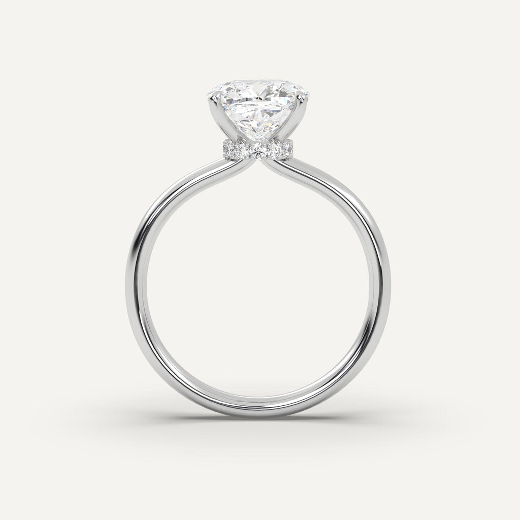 3 Carat Cushion Cut Engagement Ring In 14K White Gold