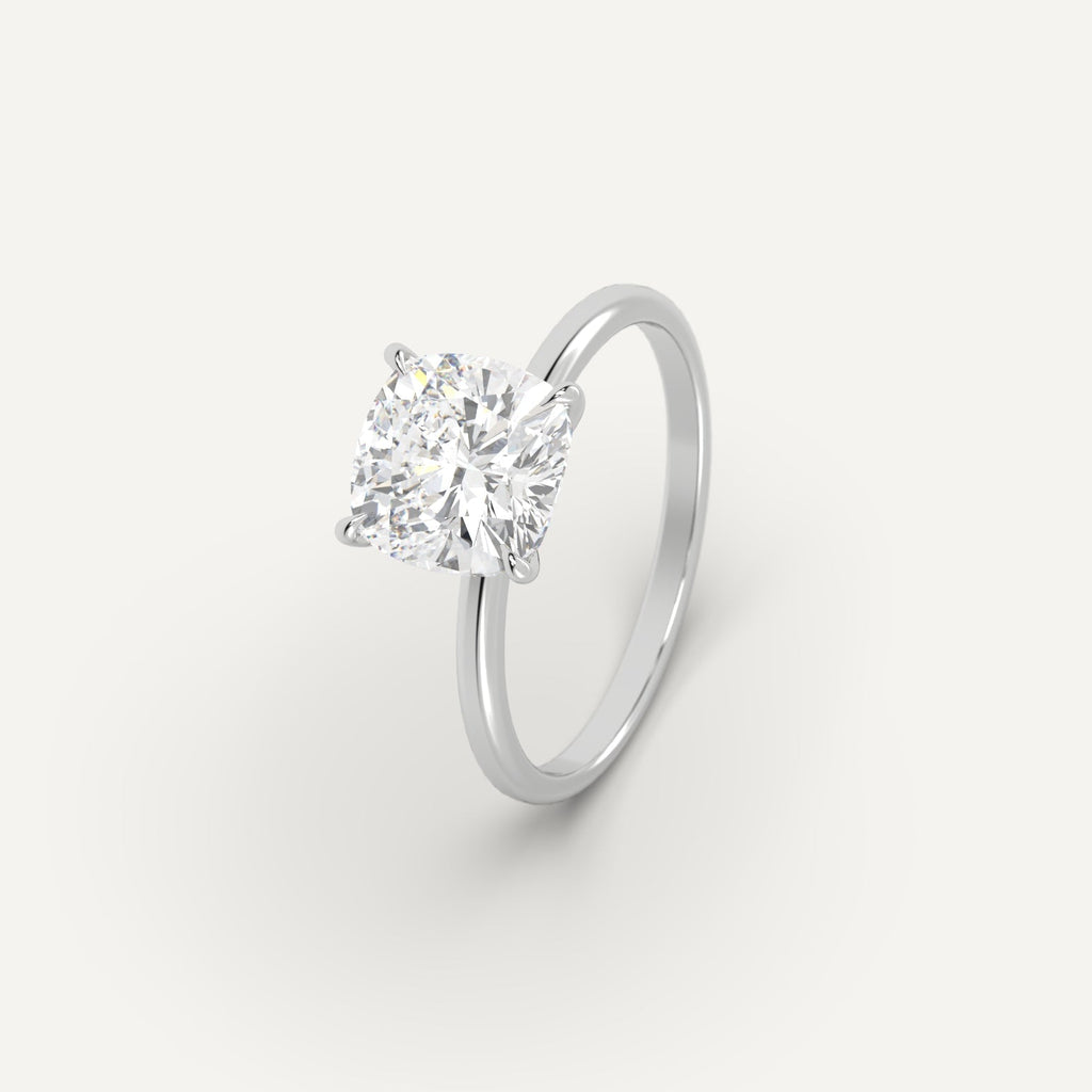 Platinum 3 Carat Engagement Ring Cushion Cut Diamond