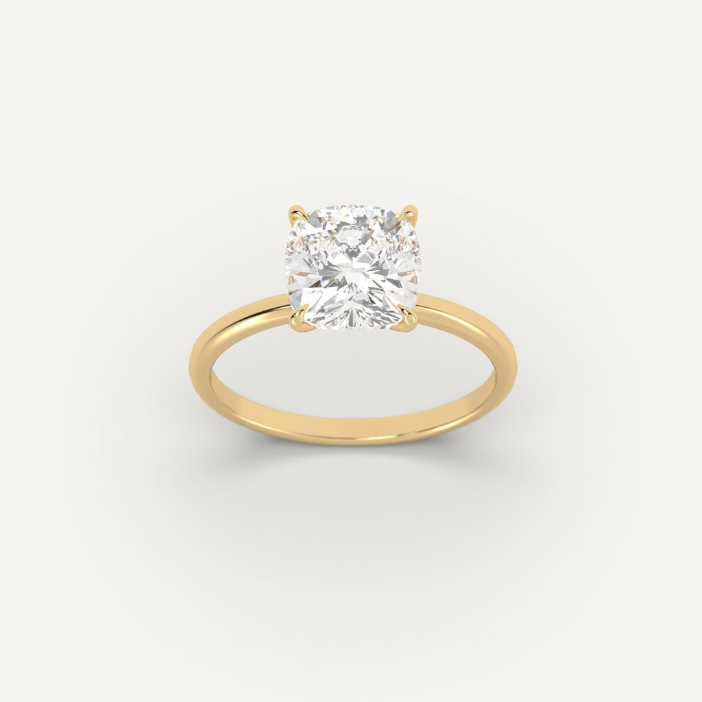 Yellow Gold 3 Carat Engagement Ring On Woman's Hand