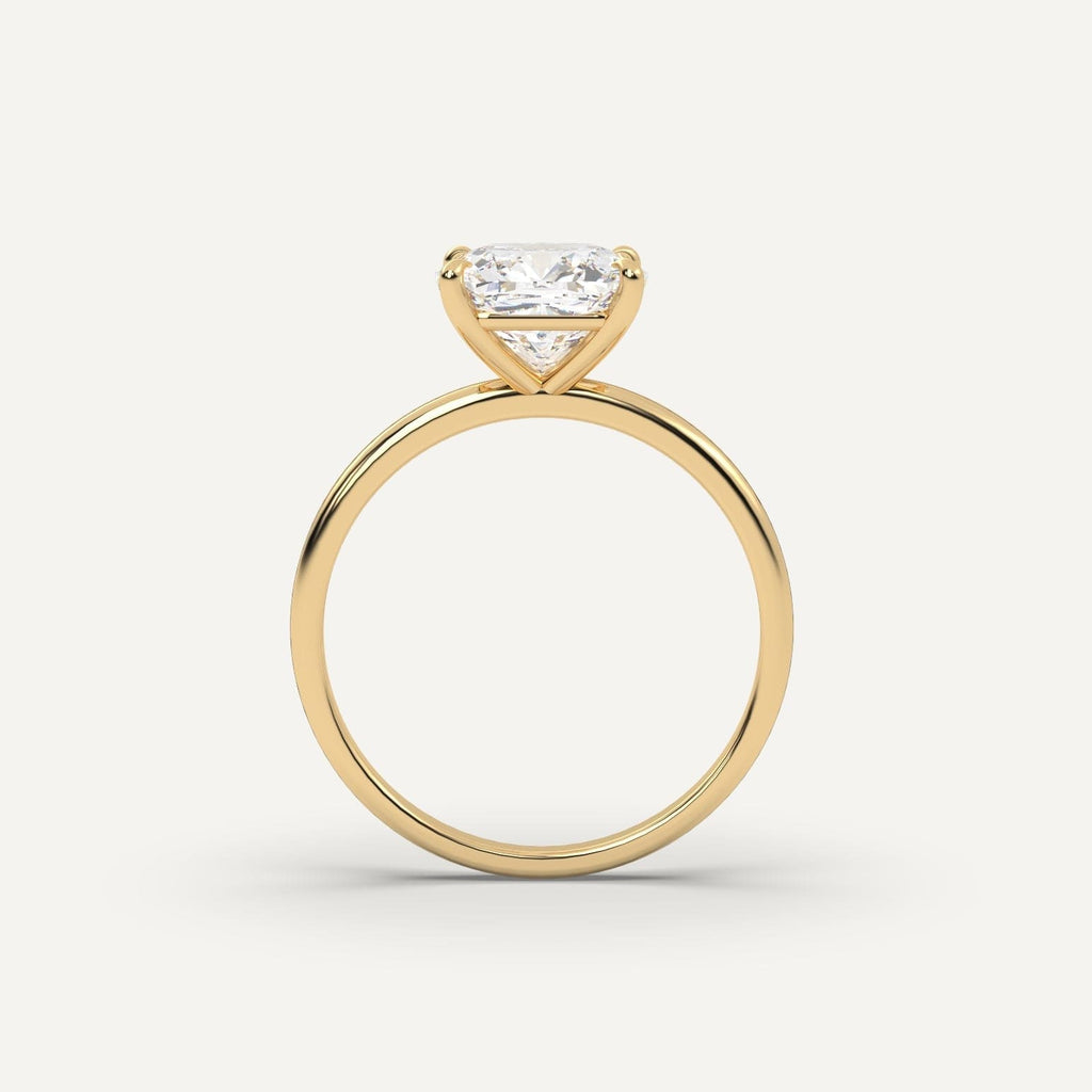 3 Carat Cushion Cut Engagement Ring In 14K Yellow Gold